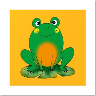 funny frog cartoon Posters and Art